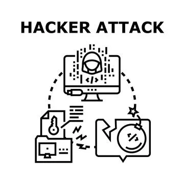 Hacker attack concept for cyber security threat Illustration
