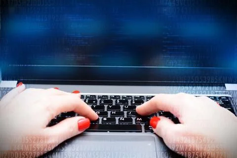 Hacker attack concept with programmer at computer Stock-Fotos