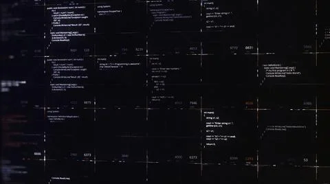 Hacker attack detected on black screen. Animation. Abstract computer screen with Illustrazione stock