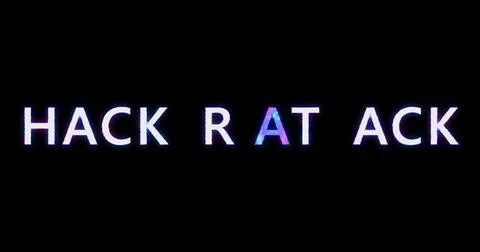 Hacker attack glitch text animation alpha channel easy to use. Illustrazione stock