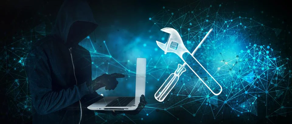 Hacker attack. hack cyber attack settings 스톡 사진