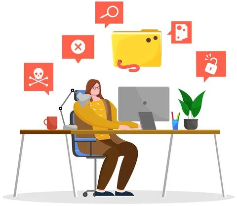 Hacker attack. Hacker breaks into computer. Cyber attacker cracker trying to Stock Illustration