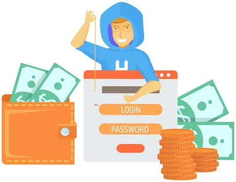 Hacker attack. Hacker breaks into computer. Cyber attacker cracker trying to イラスト素材