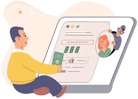 Hacker attack. Internet phishing, hacked username, password. Fraud with user Illustrazione stock