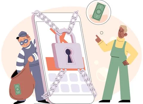 Hacker attack protection, internet security concept. Secure data management and 스톡 일러스트