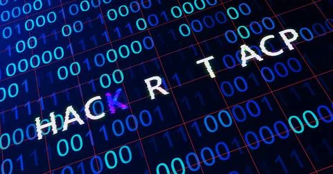 Hacker attack system hacked computer glitch virus inter system hacking conc.. Stock Illustration