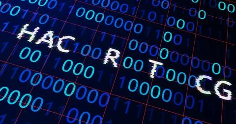 Hacker attack system hacked computer glitch virus inter system hacking conc.. Stock Illustration