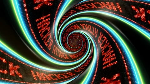 Hacker Attack Text on the Led Walls Animation, Tunnel Background, Loop Stock Footage 263091326