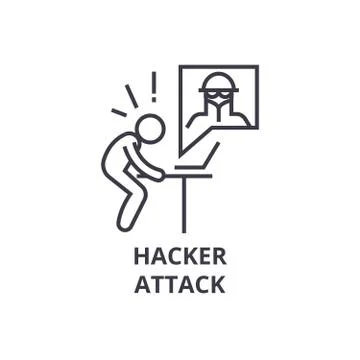 Hacker attack thin line icon, sign, symbol, illustation, linear concept, vector 库存插图