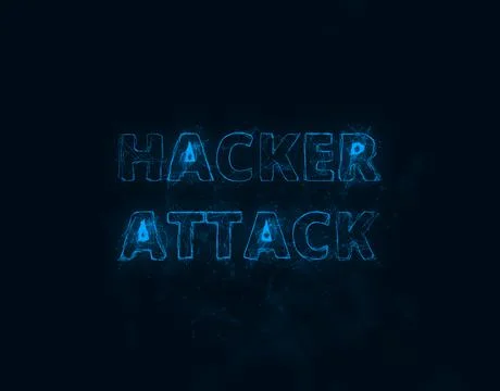 Hacker Attack title with plexus effect. Connected lines with dots. Lines title Stock Illustration