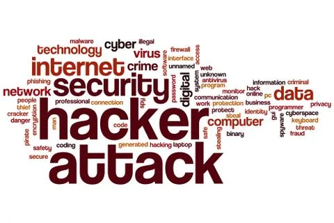 Hacker attack word cloud Illustrazione stock
