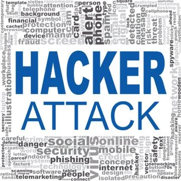 Hacker attack word cloud Stock Photos