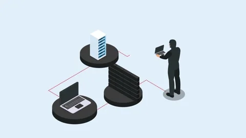 Hacker Attacking Server Network and Firewall Concept 3d animation cartoon 库存影片 337945040