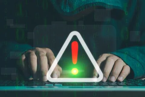 A hacker attacks and hacks data on computers. A businessman is using a comp.. Stock Photos
