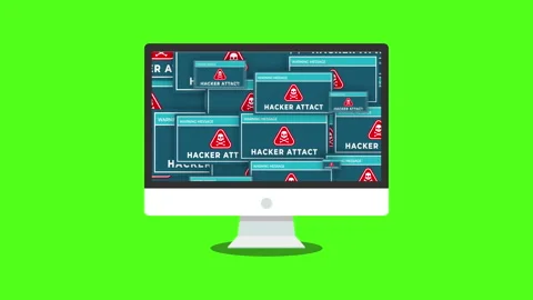 Hacker attact Many Windows on desktop screen Stock Footage 232837886