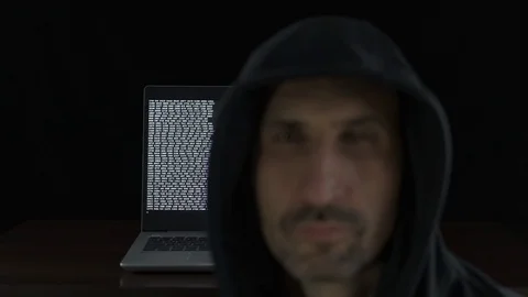 Hacker on the background of the computer Stock Footage 119917977