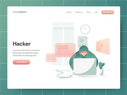 Hacker  banner of landing page Concept イラスト素材