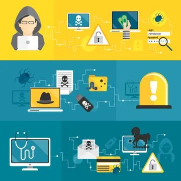 Hacker banners set Illustrazione stock