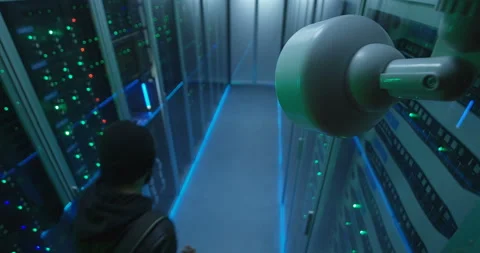 Hacker beginning to hack while checking security camera Vídeos de archivo 97201331