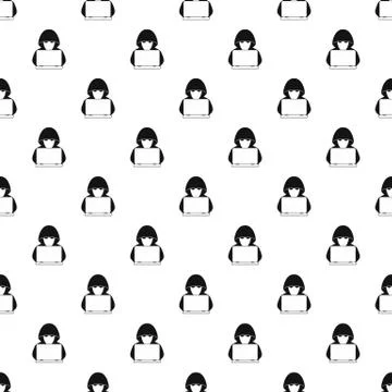 Hacker behind computer pattern, simple style 库存插图