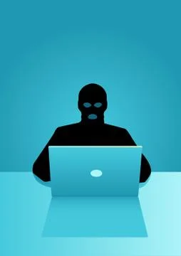 Hacker behind laptop computer Stock Illustration