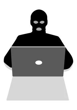 Hacker behind laptop computer Stock Illustration