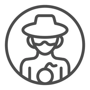 Hacker with bomb line icon, web security concept, hacker and ransomware malware Stock Illustration