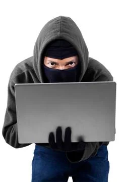Hacker breaching computer security 스톡 사진