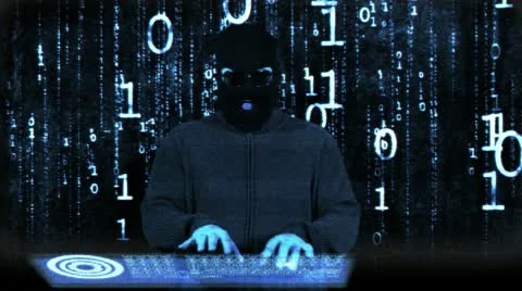 Hacker Breaking System Fail Matrix Video stock 20500590