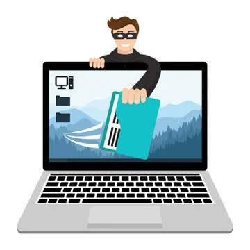 Hacker breaks into computer and data theft 스톡 일러스트