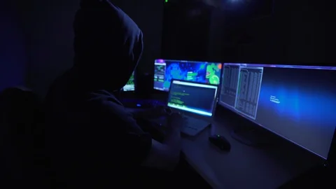 A hacker breaks into the computer Stock Footage 127354643