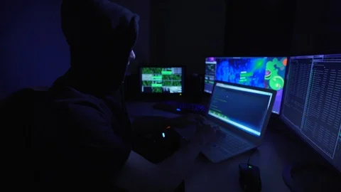 A hacker breaks into the computer Stock Footage 127354649