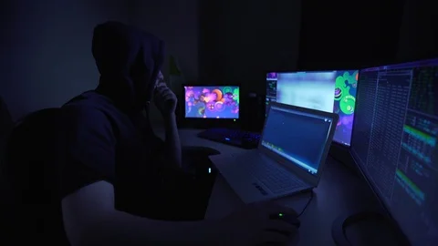 A hacker breaks into the computer Stock Footage 127354663