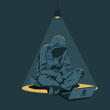 Hacker breaks into computer Stock Illustration