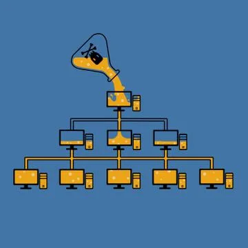 Hacker breaks into computers Illustrazione stock