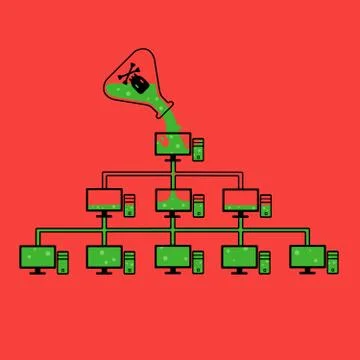 Hacker breaks into computers Illustrazione stock