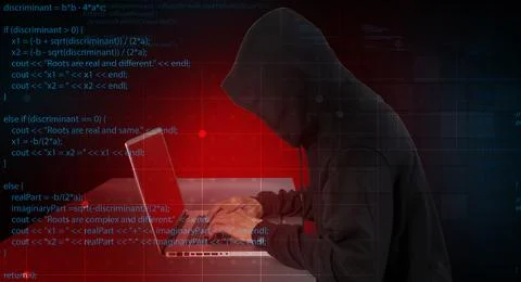 The hacker broke the security in the system.The dangers of digital thieves,.. Stock Photos