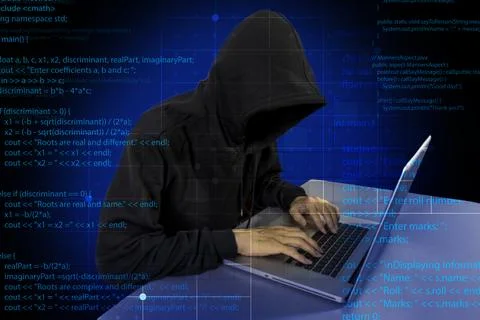 The hacker broke the security in the system.The dangers of digital thieves,.. Stock Photos