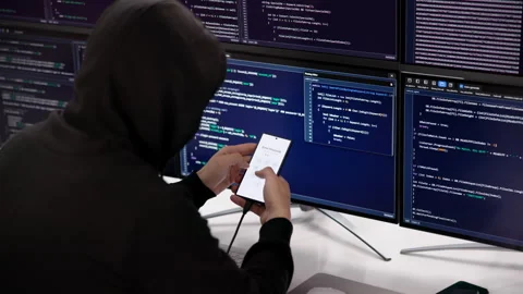 Hacker Carefully Types On Computer Trying Stock Footage 332498881