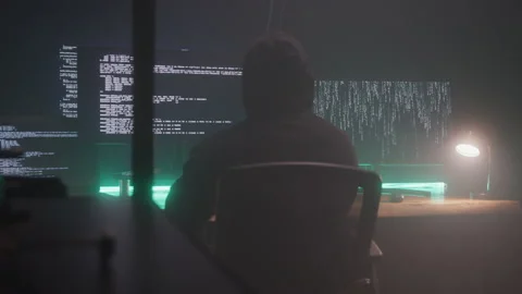 Hacker Checking His Coding Work Stock Footage 208787519