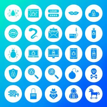 Hacker Circle Solid Icons Stock Illustration