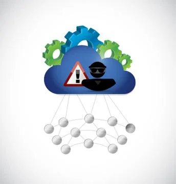 Hacker cloud computing network warning Stock-Illustration