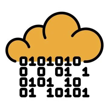 Hacker code in the cloud icon color outline vector 스톡 일러스트