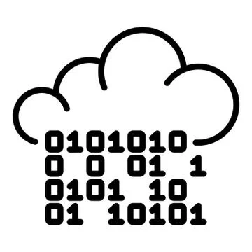 Hacker code in the cloud icon, outline style Stock Illustration
