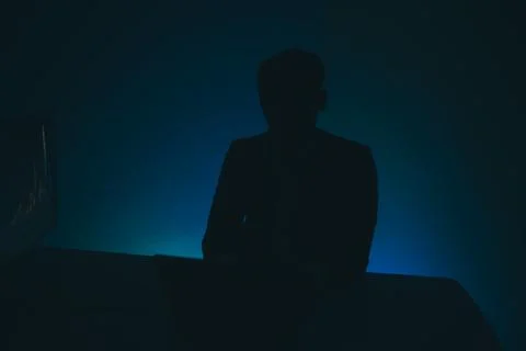 Hacker code in laptop. Cyber security, privacy or hack threat. Coder or pro.. Foto stock