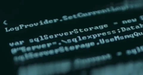 Hacker Code running, cyber crime concept, macro view Stock Footage 310805856