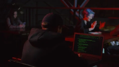 Hacker Coding in Bar Stock Footage 105290842