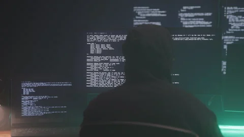 Hacker Coding on a Computer Stock Footage 208787108