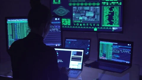Hacker coding in cyberspace Stock Footage 81054428