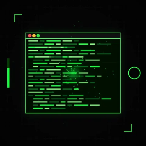 Hacker Coding in Dark Room: Green Binary Code on Computer Screen, Cyber Sec.. Stock Footage 347265149